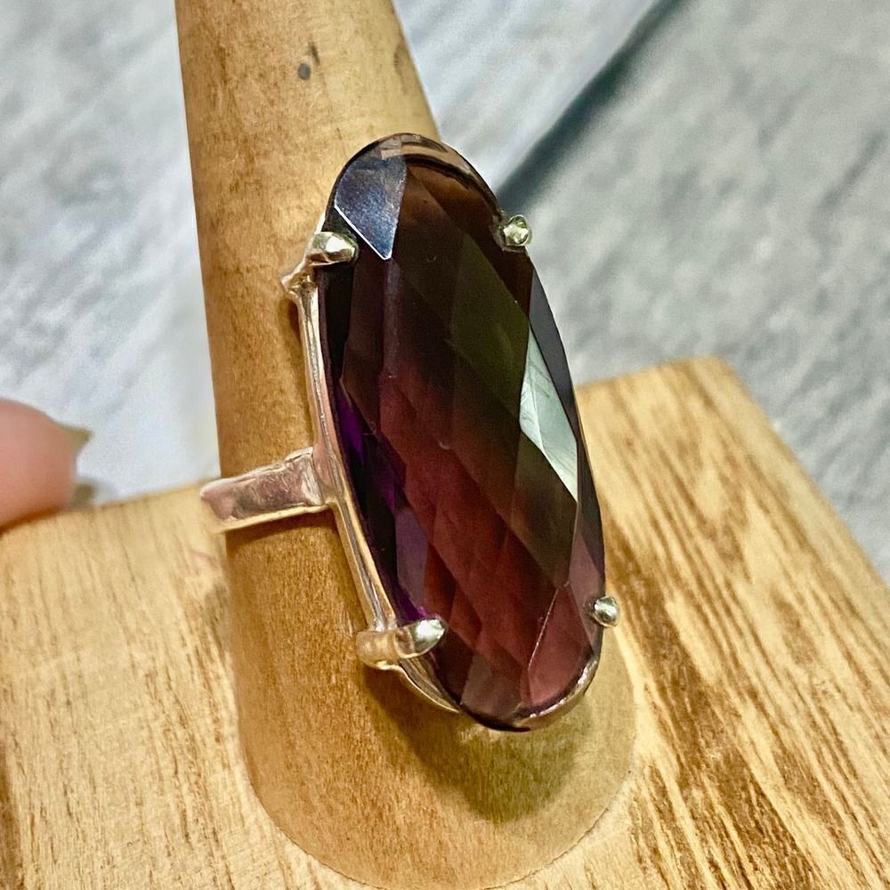 Purple Amethyst Faceted Ring Size 9